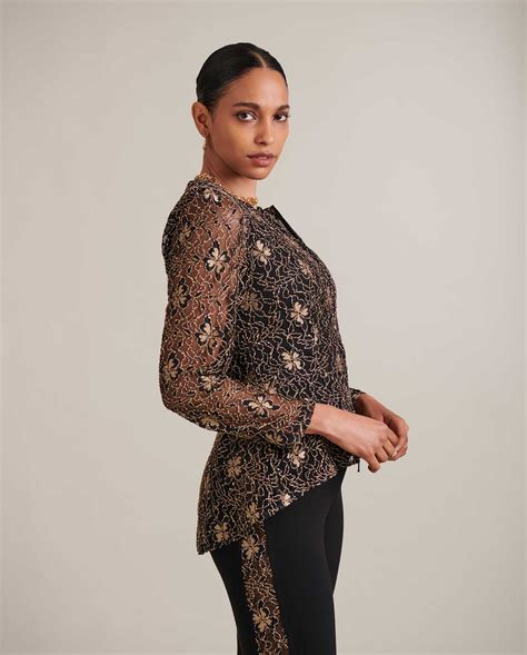 LEONELLE Black Lace Jacket With Round Neck & Peplum Finish: Women's ...