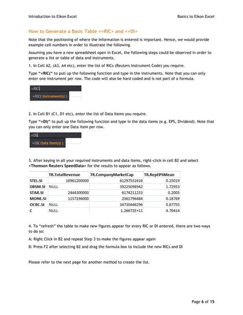Eikon Refinitiv Excel Basics 的图像结果