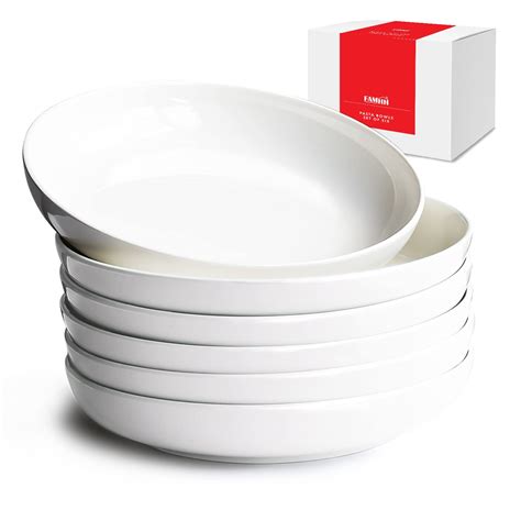 FAMHH 42 Oz Porcelain Large Pasta Bowl Set – Wide & Shallow Bowl Set ...