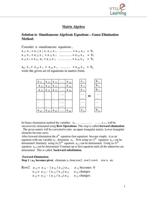 Image result for Condensed Equations Method Solve Matrix
