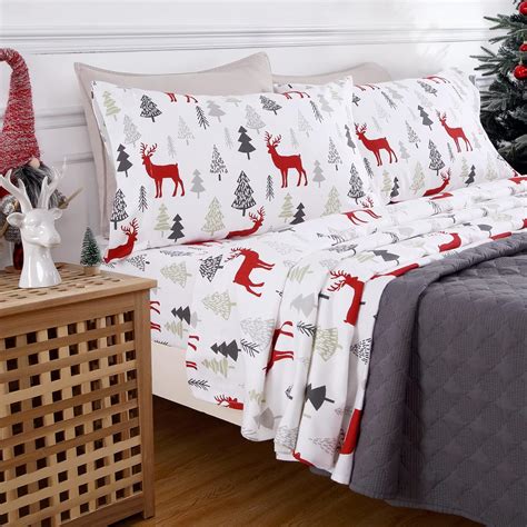 Amazon.com: CAROMIO Christmas Flannel Sheets Full, 100% Cotton Printed ...