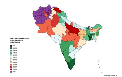 [OC] Life Expectancy of South Asia by Subdivisions. : r/pakistan