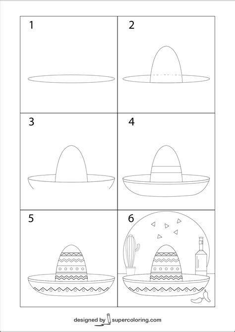 How to Draw a Sombrero Easy | Free Printable Puzzle Games