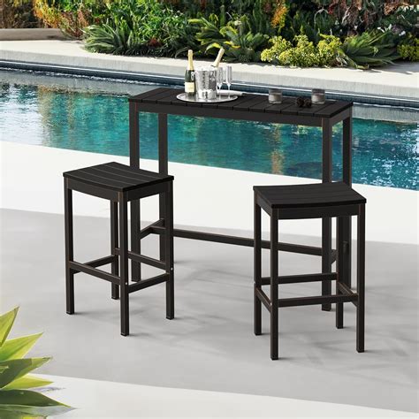 Amazon.com: Cozyman Outdoor Bar Height Table and Chairs Set of 2, Black ...