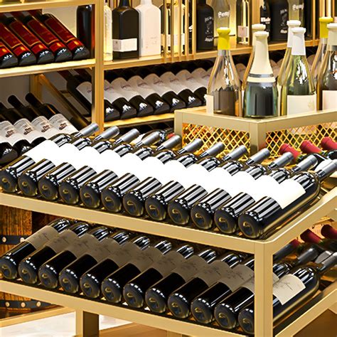 Modern Simple Floor Wine Rack Golden Wine Bottle Rack for Kitchen Wine ...