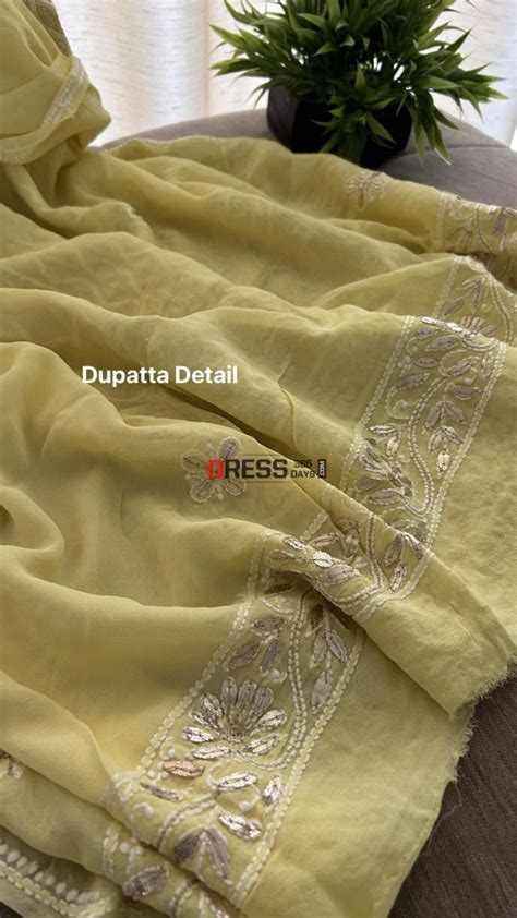 Yellow Pure Georgette Gota Patti Chikankari Suit – Dress365days