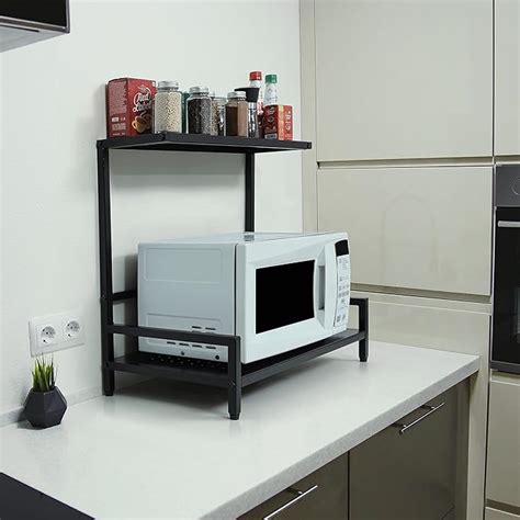 Livzing 2-Tier Microwave Oven Rack-Dish Rack-Metal Microwave Stand ...