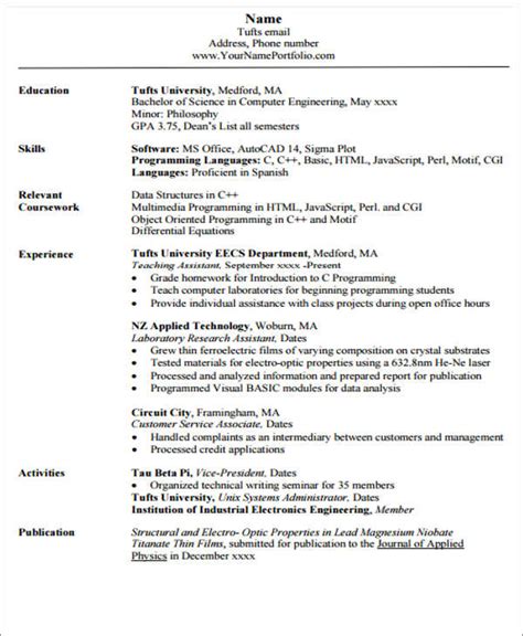 Image result for Computer Engineering Student Resume Sample