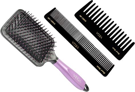 Buy Vega Paddle Brush (Color May Vary) & Vega Large Shampoo Comb, Black ...