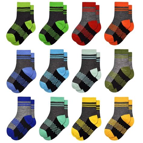 Boys Crew Socks Novelty Plaid Kids Multiple Colour Elastic Mid Cut ...