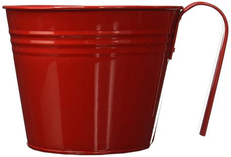 Green Gardenia GI-Metal Bucket Railing Planter Large (Red, 1) : Amazon ...