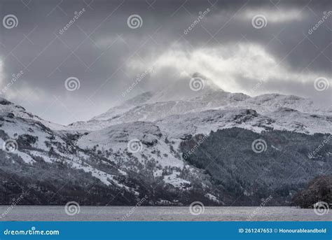 Dramatic Winter Landscape Image of Snow Covered Trees on Shores of Loch ...