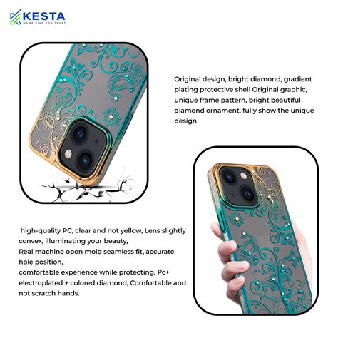 iPhone 13 Cover - Peacock Glitter Green Transparent Diamond Case ...