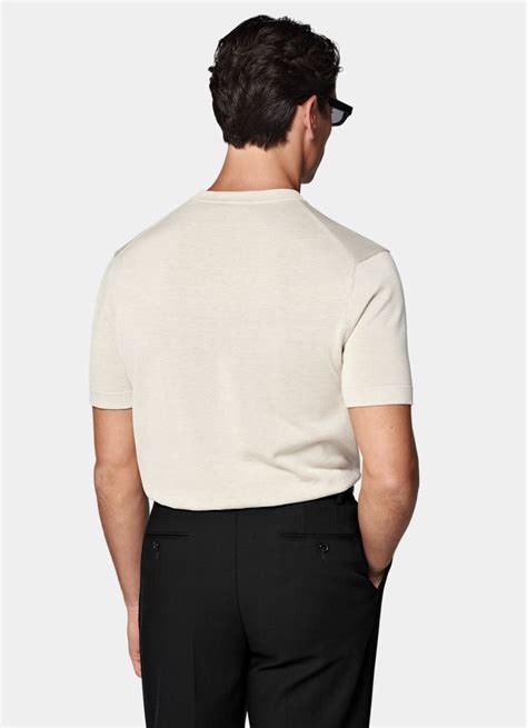 Sand Short Sleeve Crewneck in Cotton Silk | SUITSUPPLY