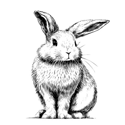 Rabbit Black And White Drawing