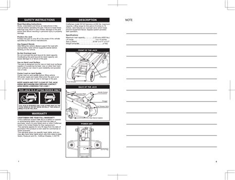 Craftsman 2 1 4 Ton Floor Jack Set With Stands Owners Manual T82253D ...