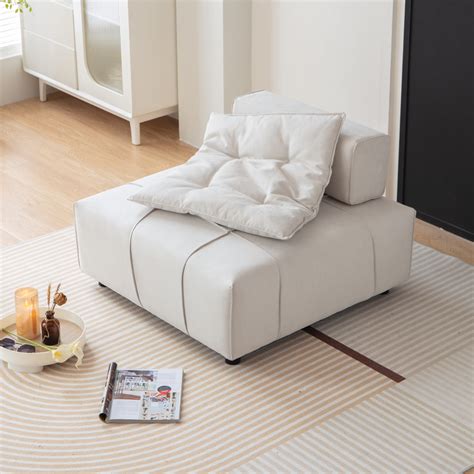 Modern Modular Sectional Single Sofa Couch, Accent Armless Chair with ...