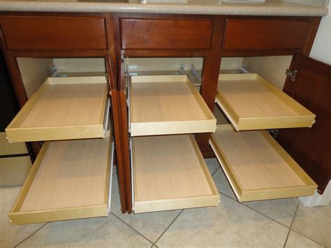 Brackets allow full depth pull out shelves in lower cabinets with half shelf in the middle ...