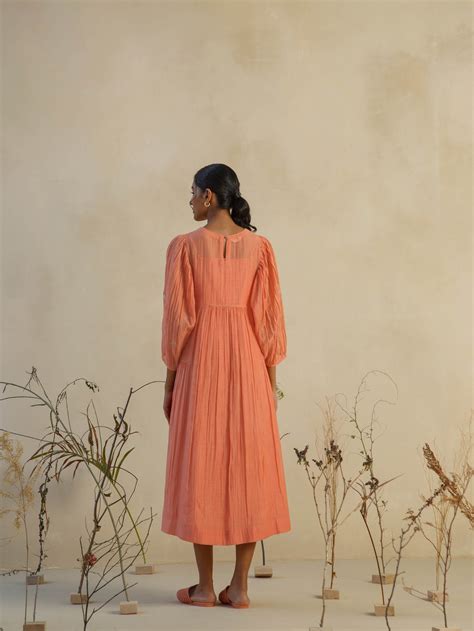 Copper Gold Midi Dress: Stunning Embroidered Summer Dress