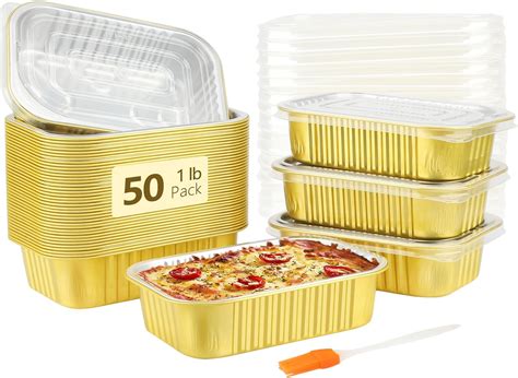 Amazon.com: LNYZQUS 1lb Small Foil Pans With PP Lids 50 Pack, 16oz ...