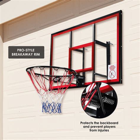 Indoor Basketball Hoop Wall Mounted Backboard Ring System Set Net Door ...