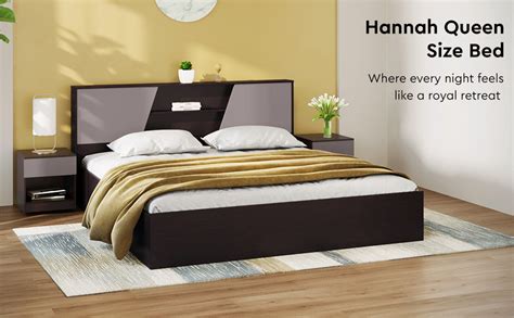 GODREJ INTERIO Bed, Hannah Queen Size Engineered Wood Bed with Box ...
