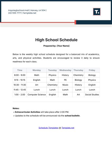 Free Class Schedule Templates, Editable and Printable