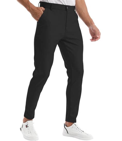 CANGHPGIN Men's Stretch Dress Pants Slim Fit Flat Front Slacks Tapered ...