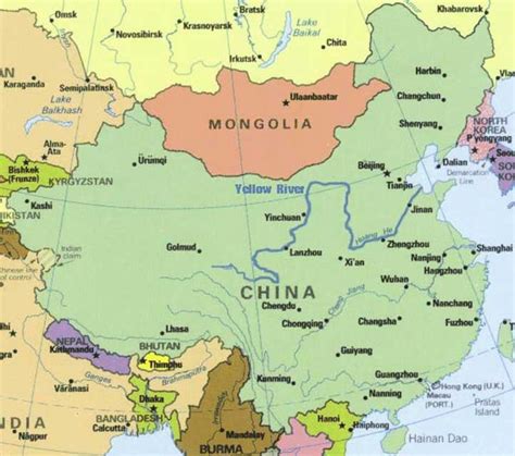 East Asia Physical Map Rivers