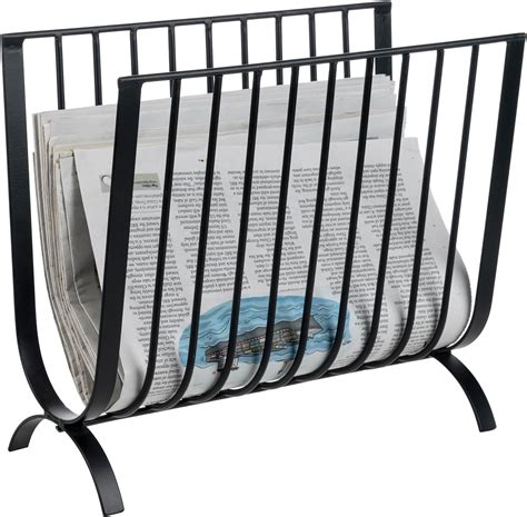MyGift Matte Black Metal Magazine Rack, Deluxe Mid Century Wire ...