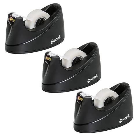 Excell Desk Tape Non-Skid Base Dispenser 3pc, 3/4" Wide, with 1" Core ...