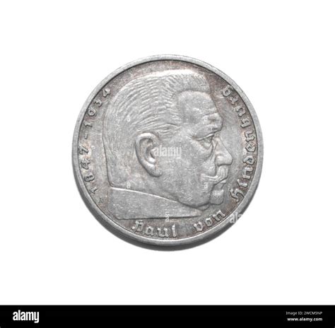 5 Reichsmark 1938 A - Paul von Hindenburg 1847 - 1934 German coin Eagle ...