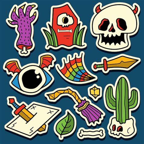 Hand drawn cartoon doodle halloween sticker design | Premium Vector
