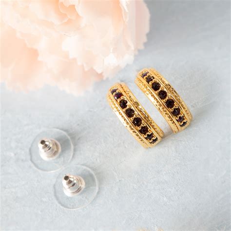 Buy Candy Crystal Collection Gold Plated Magenta Crystal Stud Earrings ...