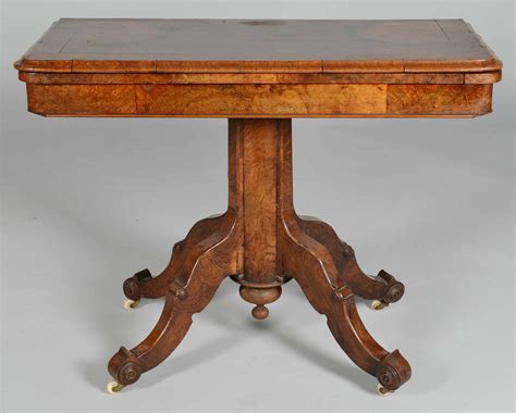Lot 349: Burl Wood Card Table, Renaissance Revival | Case Auctions