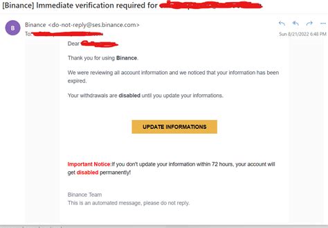 Scam Binance mail? Wel valide Mail adres van binance ...