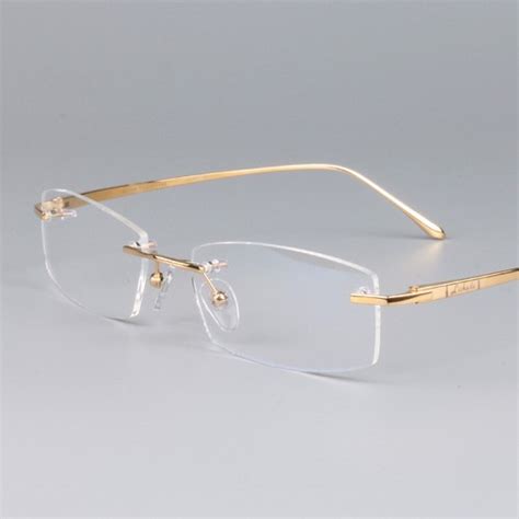 Iglass Slim Rimless Eyeglasses: Gold Titanium Frame for Men India | Ubuy