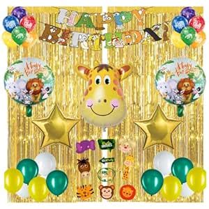 Blue Rocks Jungle Theme Birthday Decoration Combo of 67 Pcs For Baby ...