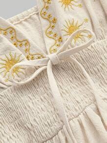 ROMWE Fairycore Women's Renaissance Casual Holiday Star Embroidery ...