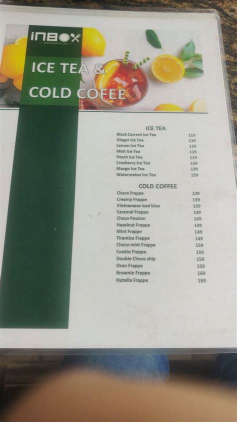 Menu at Inbox, Ajmer, Vaishali Rd