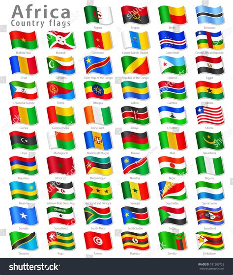 Flags Of African Countries Map Of Africa With Flags. 36498220 Vector