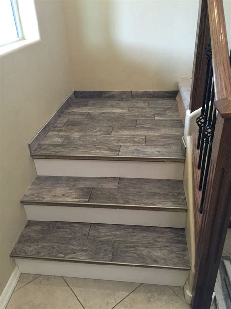 Porcelain wood look tile stairs Laminate Flooring On Stairs, Installing ...