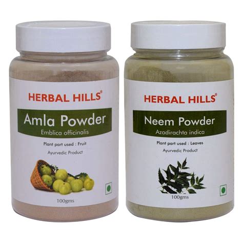 Herbal Hills Amla Powder and Neem Powder 100 gms each Natural Blood ...