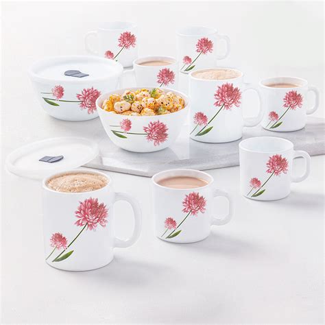 Larah By Borosil Belle Snack Set w Mugs