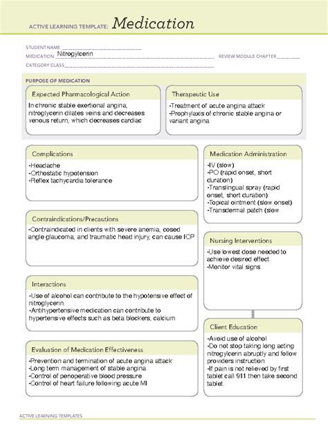 ATI Medication Active Learning Template - ACTIVE LEARNING TEMPLATES ...
