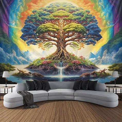 Tree of Life Hanging Tapestry Sun Moon Wall Art Large Tapestry Mural ...