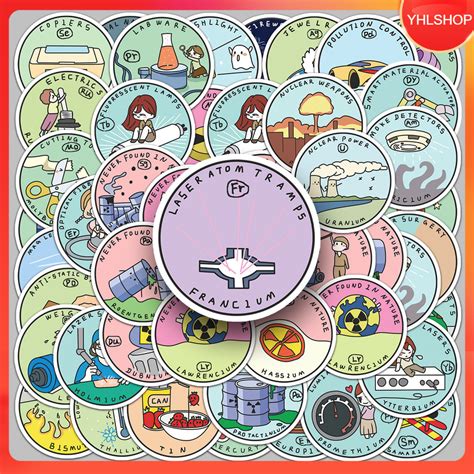 118 Types of Stickers periodic table Chemistry cartoon PTABLE of ...