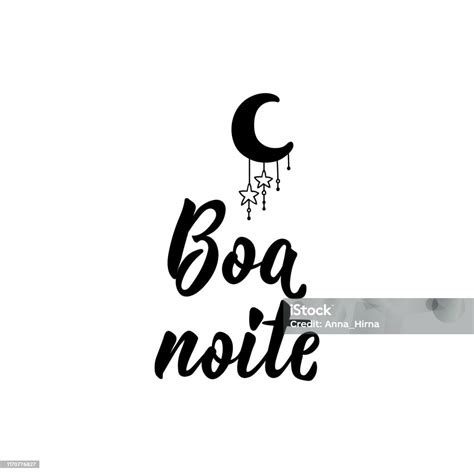 Good Night In Portuguese Ink Illustration With Handdrawn Lettering Boa ...