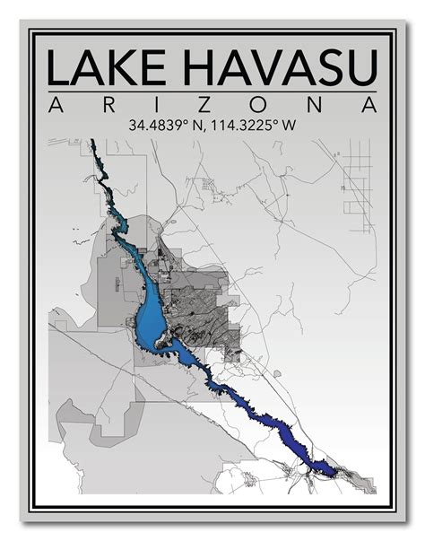 Wall Art Map Print of Lake Havasu, Arizona! - Etsy