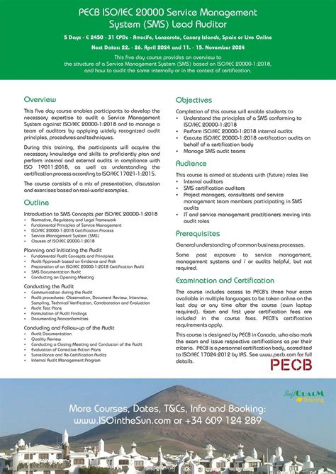 PECB ISO/IEC 20000 Service Management System (SMS) Lead Auditor, Hotel ...